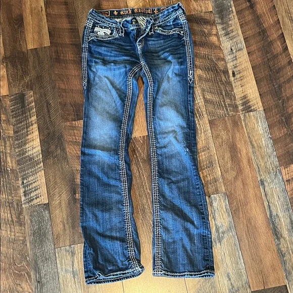 Rock Revival Jeans with White Stitching - Picture 2 of 4